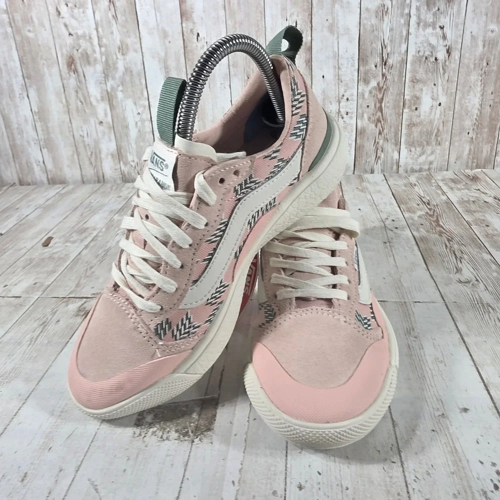 Vans UltraRange EXO Pink Green Geometric Suede Canvas Sneakers Womens 5.5 721356